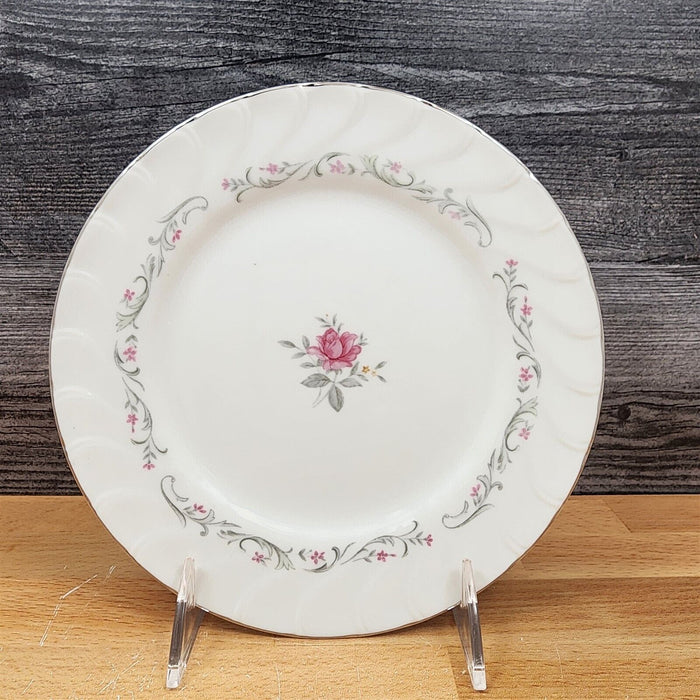 Royal Swirl Salad Plate Set of 2 Pink Rose Flower Fine China Japan Ceramic