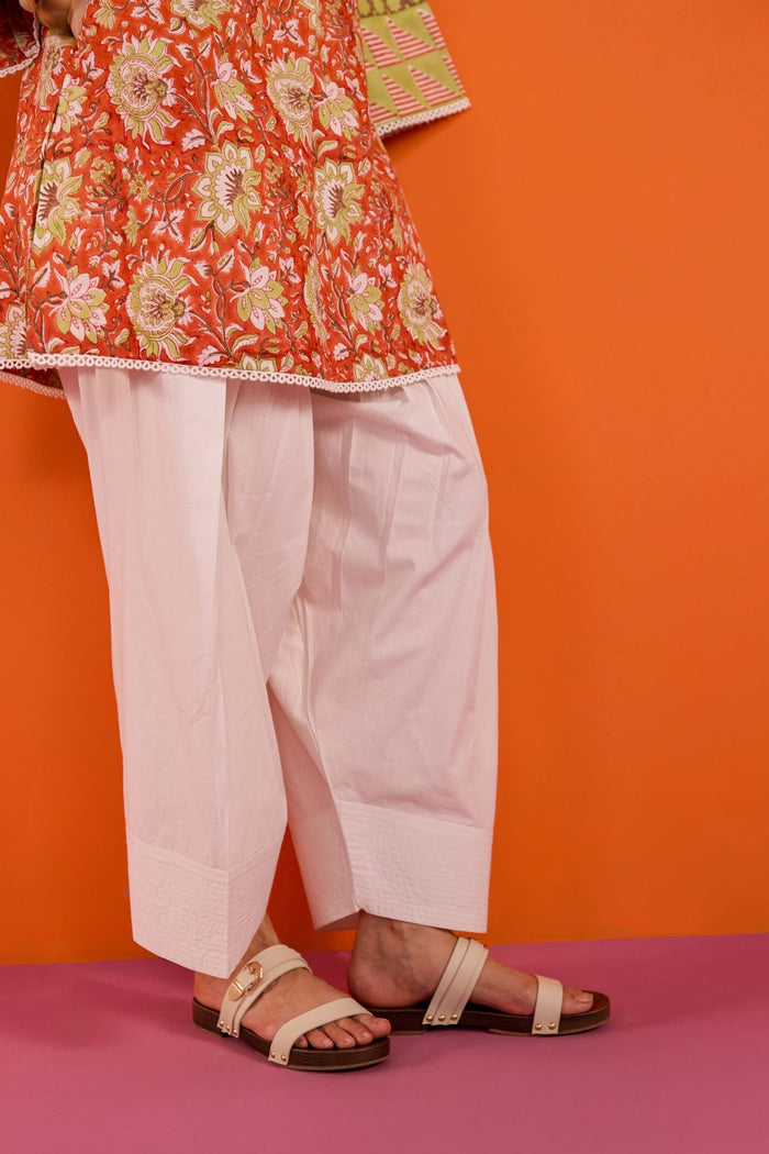 Rust Orange Floral Hand Block Printed Co-ord Set - Tara-C-Tara