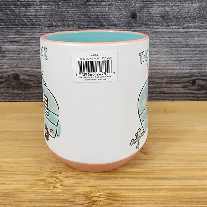 RV Camper Travel Trailer Coffee Mug by Blue Sky 18 oz Ceramic Embossed Tea Cup