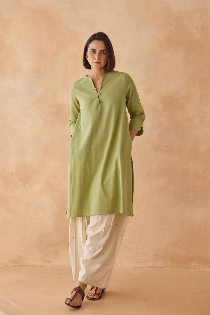 Sage Green Co - ord Set with Embroidered Patiala Salwar - Tara - C - Tara