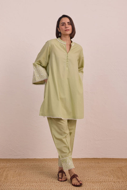Sage Green Embroidered Co - ord Set - Tara - C - Tara