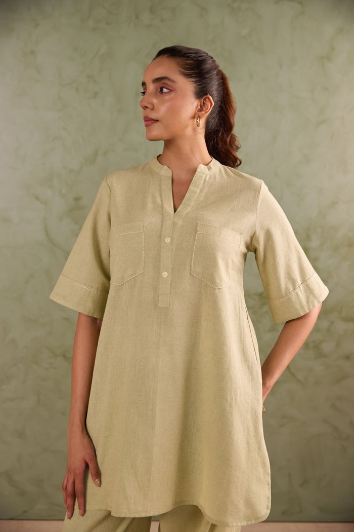 Sage Green Linen Blend Co-ord Set - Tara-C-Tara