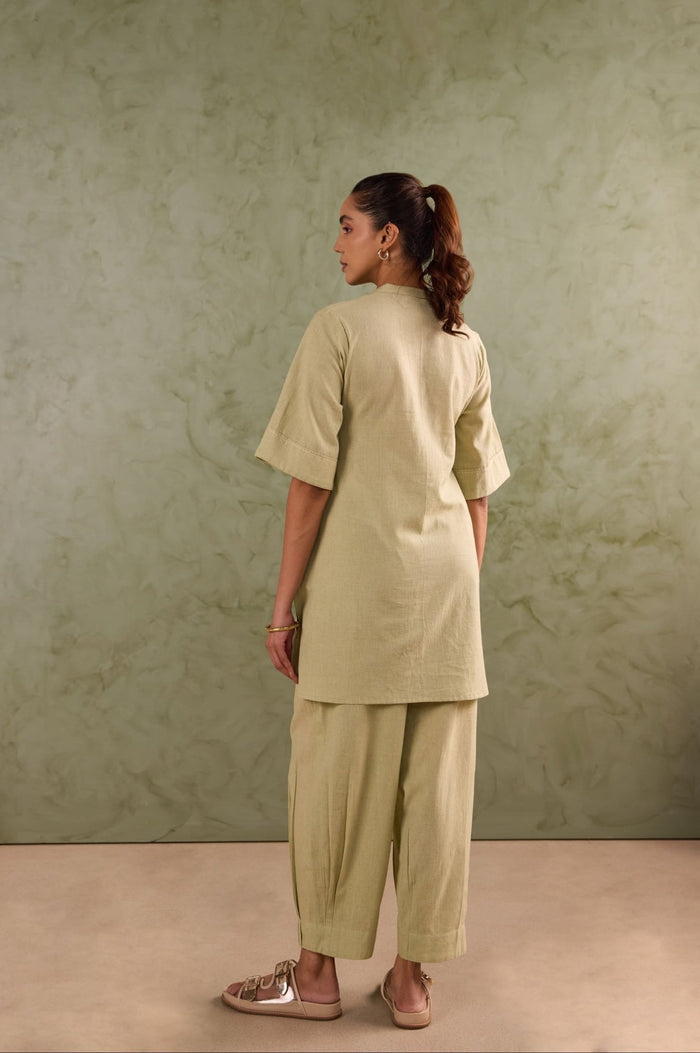 Sage Green Linen Blend Co-ord Set - Tara-C-Tara