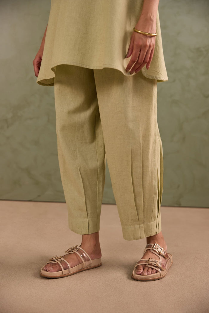 Sage Green Linen Blend Co-ord Set - Tara-C-Tara