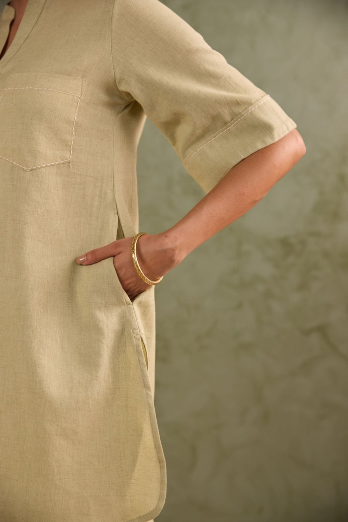 Sage Green Linen Blend Co-ord Set - Tara-C-Tara