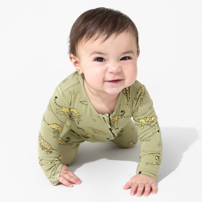 Sage & Spots Leopard Bamboo Convertible Footie