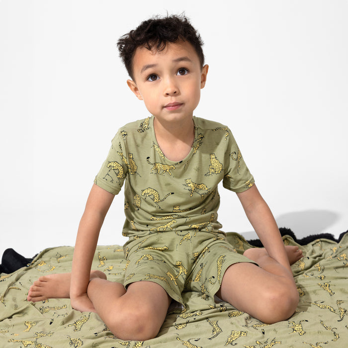 Sage & Spots Leopard Bamboo Kids Pajama Short Set