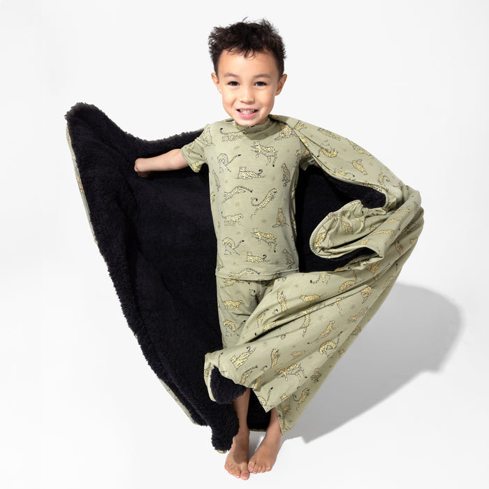 Sage & Spots Leopard Bamboo Kids Pajama Short Set