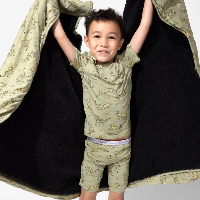 Sage & Spots Leopard Bamboo Sherpa Blanket