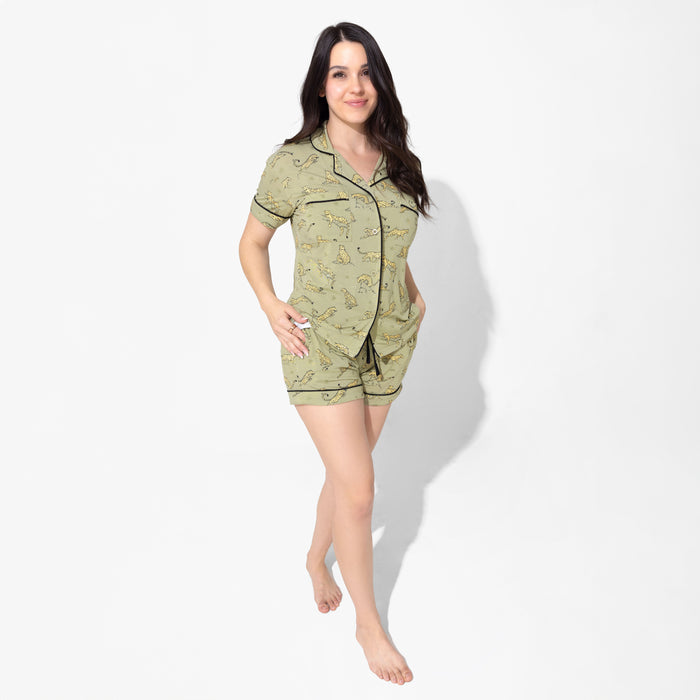 Sage & Spots Leopard Bamboo Women's Pajama Short Set