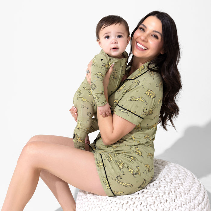 Sage & Spots Leopard Bamboo Women's Pajama Short Set
