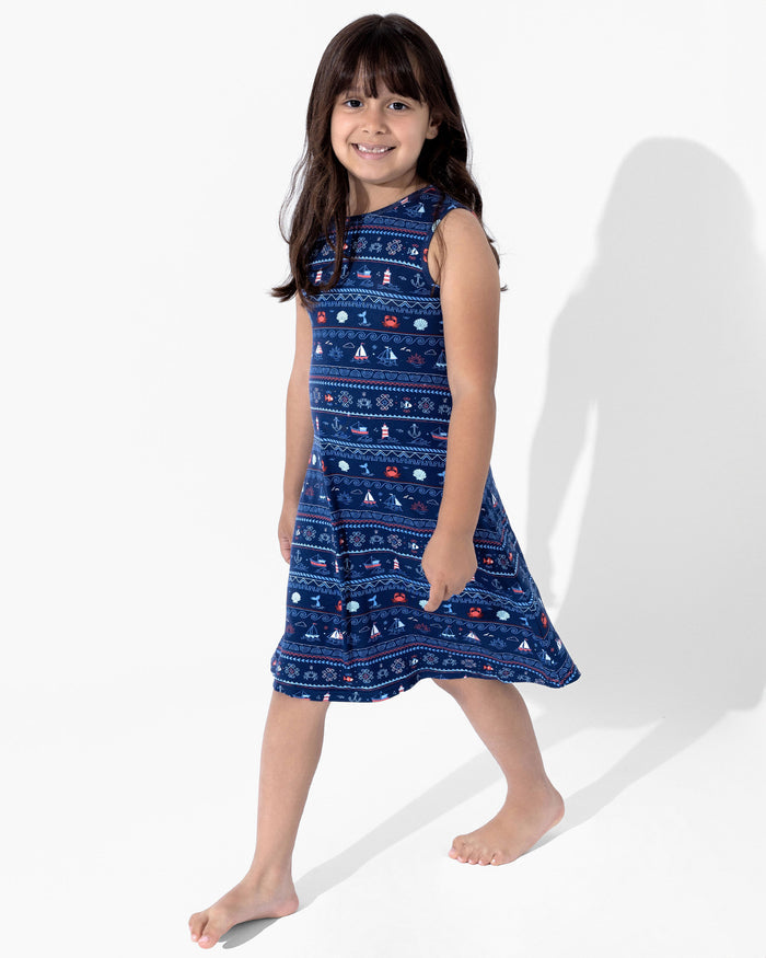 Sail Away Fair Isle Bamboo Girls' Sleeveless Dress