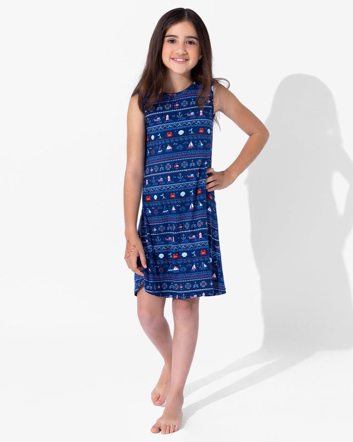 Sail Away Fair Isle Bamboo Girls' Sleeveless Dress