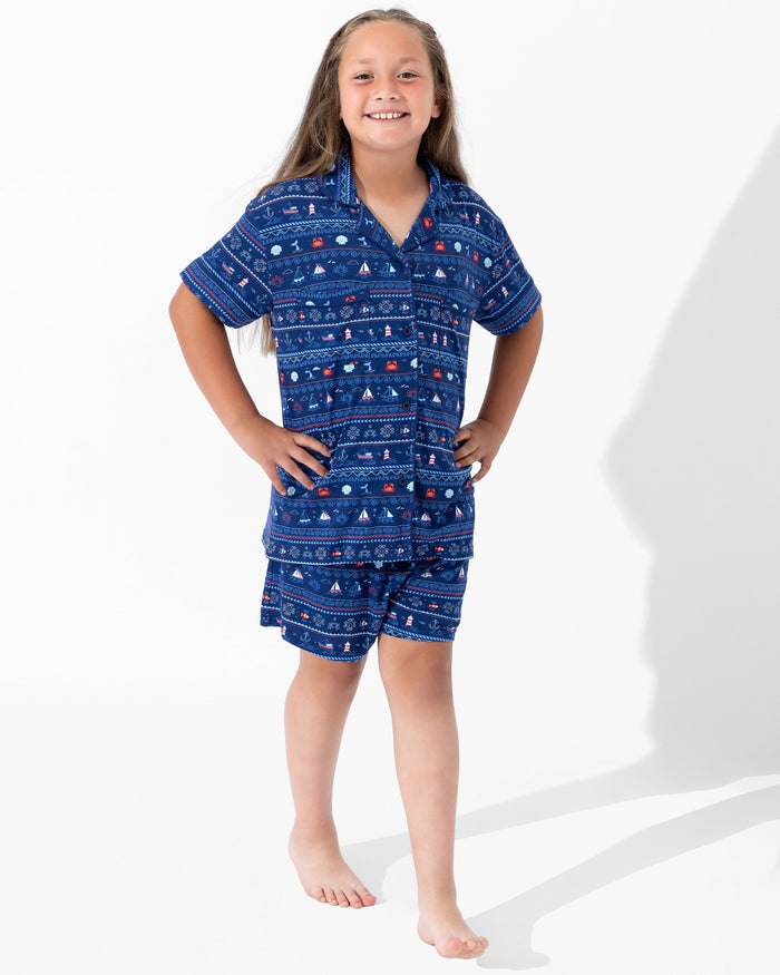 Sail Away Fair Isle Bamboo Women's Pajama Shorts Set