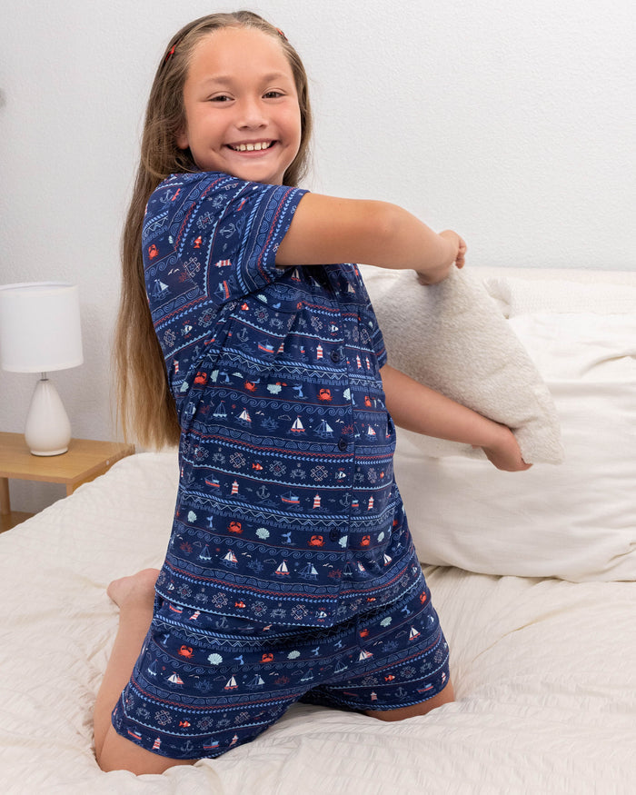 Sail Away Fair Isle Bamboo Women's Pajama Shorts Set