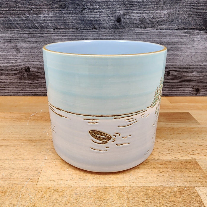 Sail Boat Coastal Canister Embossed Set by Blue Sky 4" & 5" Ceramic Home Jars