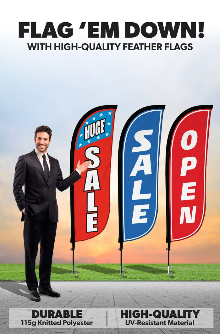Sale Feather Flag - Variety 3-Pack w/ Ground Spike Pole Set