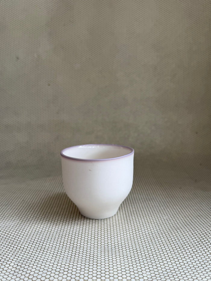 Sandra Torres Porcelain - cup w/lavender rim