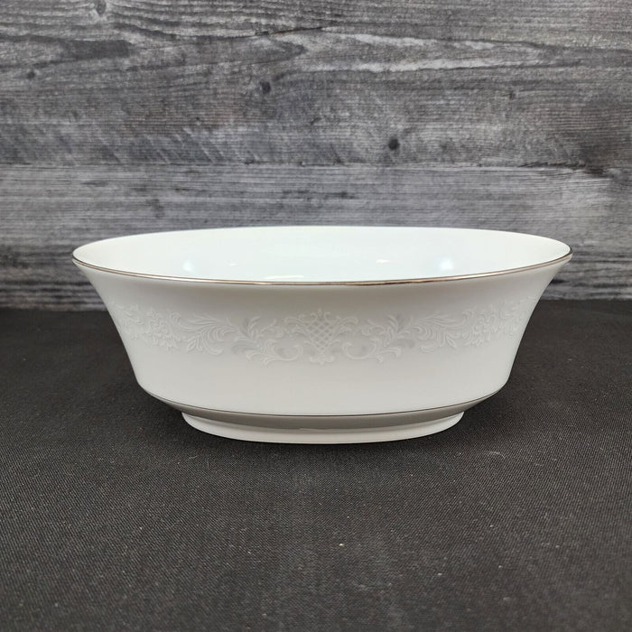 Sango Florence Vegetable Oval 9" Serving Bowl Gray Scrolls Japan 3646 Dishware