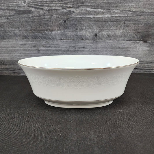 Sango Florence Vegetable Oval 9" Serving Bowl Gray Scrolls Japan 3646 Dishware