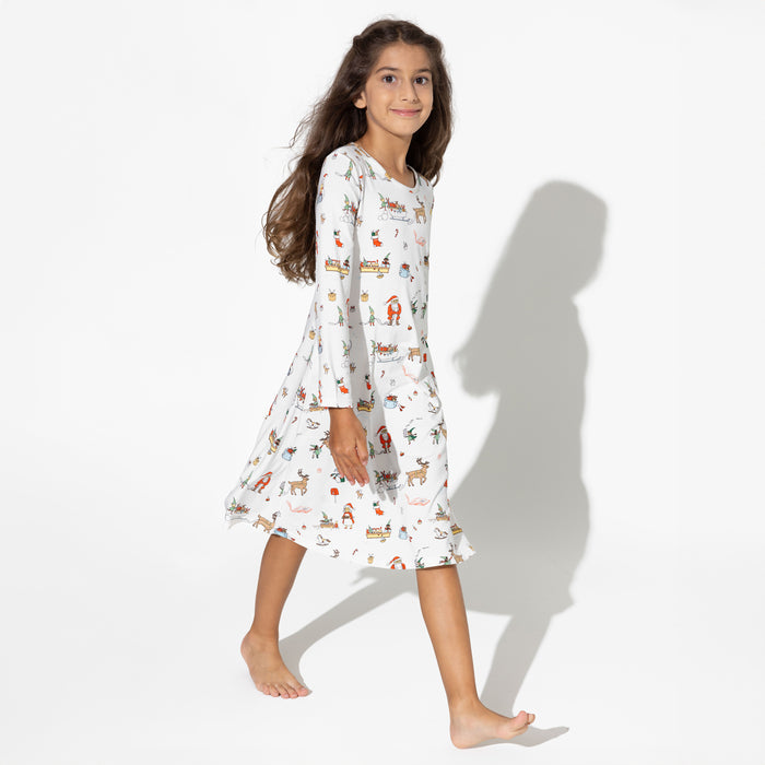 Santa's Workshop Bamboo Girls' Long Sleeve Dress