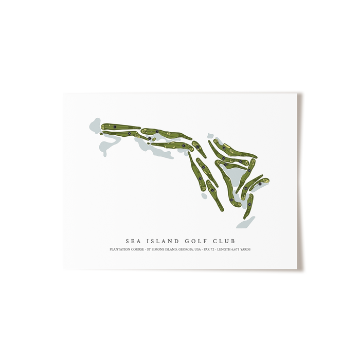Sea Island Golf Club - Plantation Course | Golf Course Map | Unframed