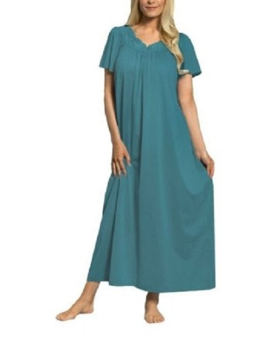 Shadowline Long Gown with Flower Petal Embroidery and Flutter Sleeves - 32280