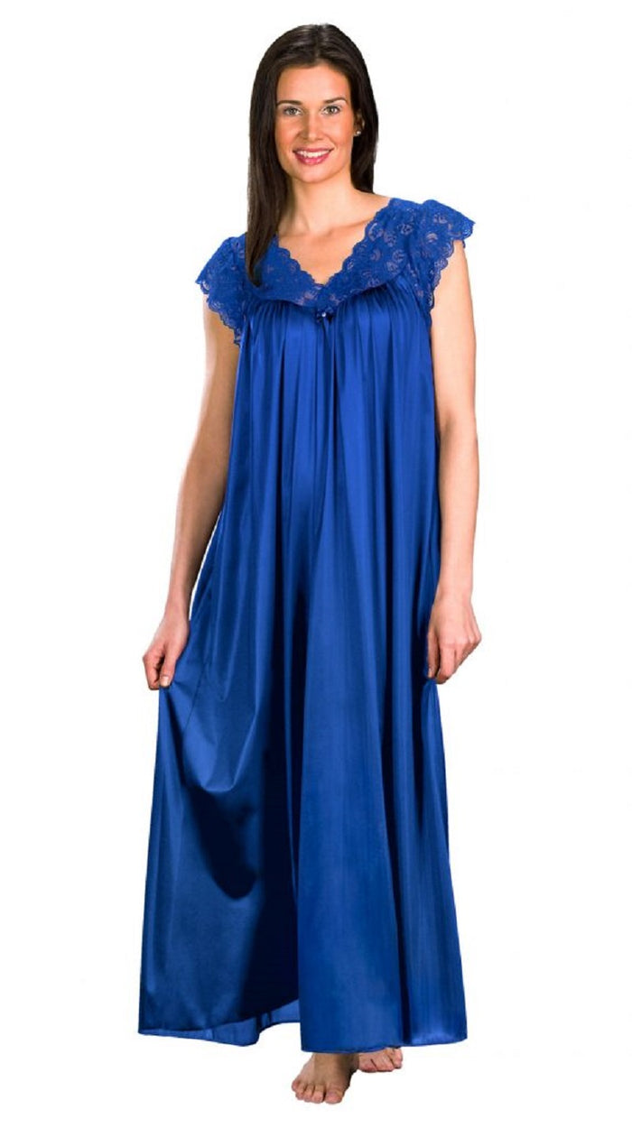 Shadowline Long Lace Cap Sleeve Nightgown - 32737