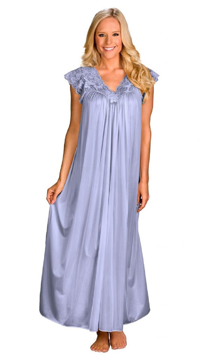 Shadowline Long Lace Cap Sleeve Nightgown - 32737