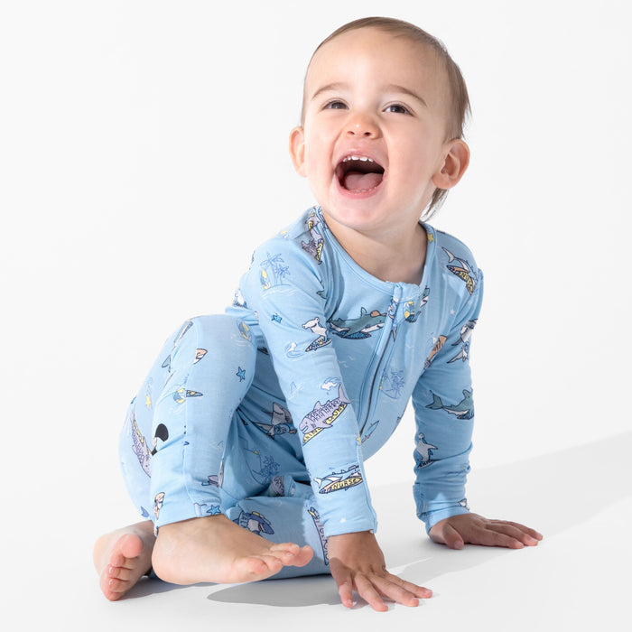 Shark School Bamboo Convertible Footie