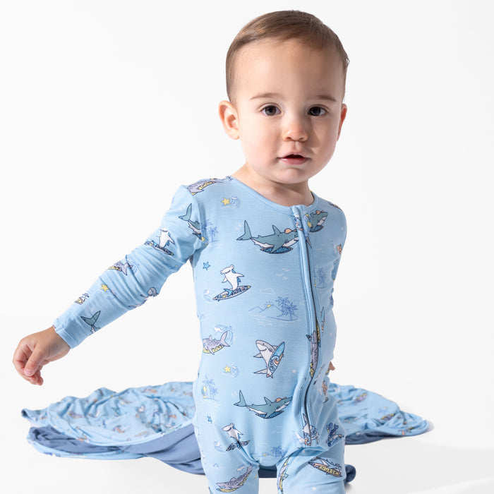 Shark School Bamboo Convertible Footie