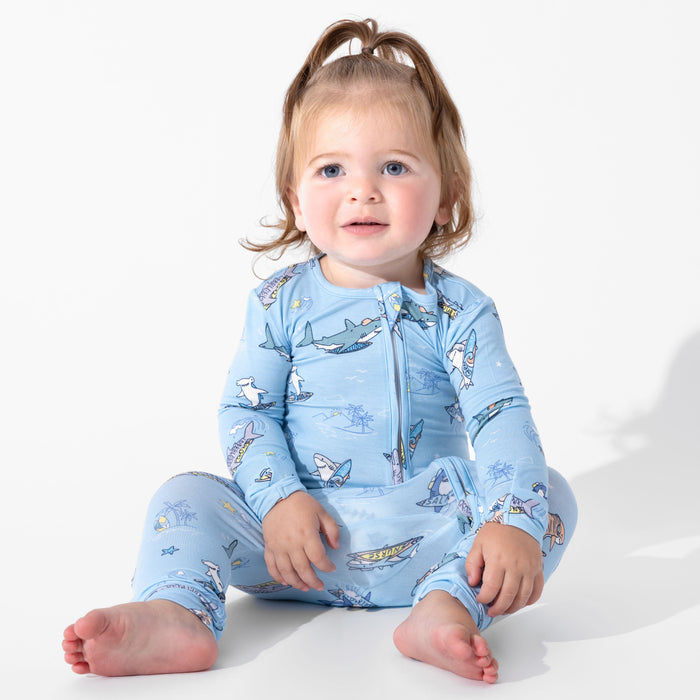 Shark School Bamboo Convertible Footie