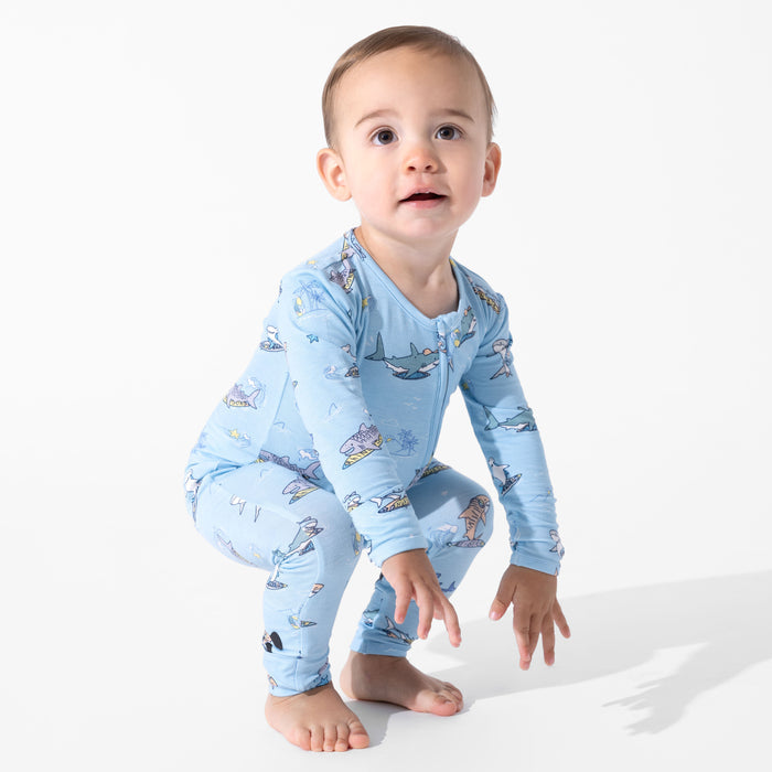 Shark School Bamboo Convertible Footie