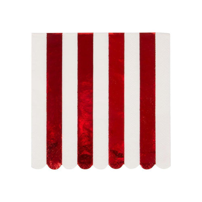 Shiny Red Stripe Small Napkins