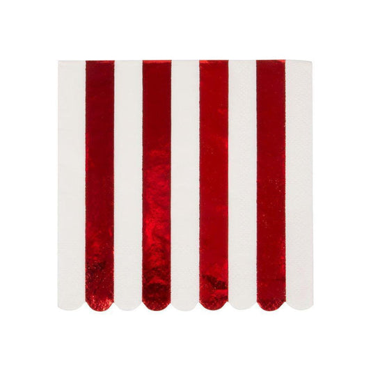 Shiny Red Stripe Small Napkins