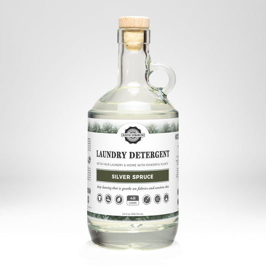 Rustic Strength, Laundry Detergent, 24oz Glass Bottle, Silver Spruce