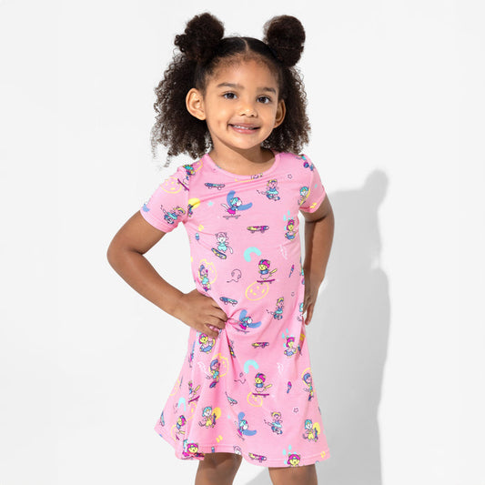 Skater Kitty Bamboo Girls' Short Sleeve Dress