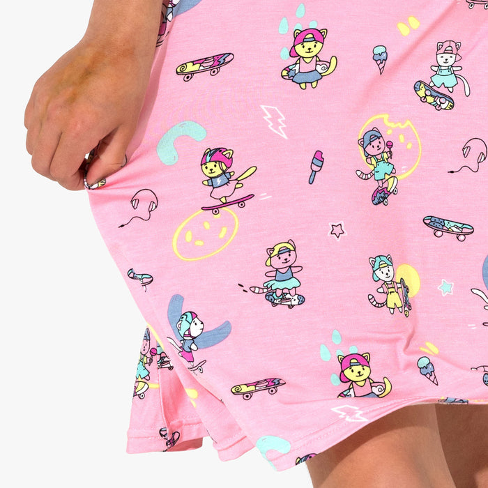 Skater Kitty Bamboo Girls' Short Sleeve Dress