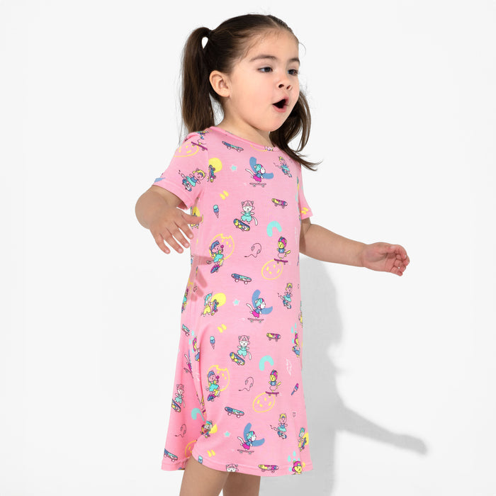 Skater Kitty Bamboo Girls' Short Sleeve Dress