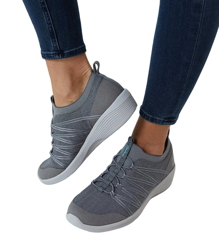 SKECHERS 104117 - GRY Round Toe Flat Heel Arya Walking Shoes SKW128 - Runner