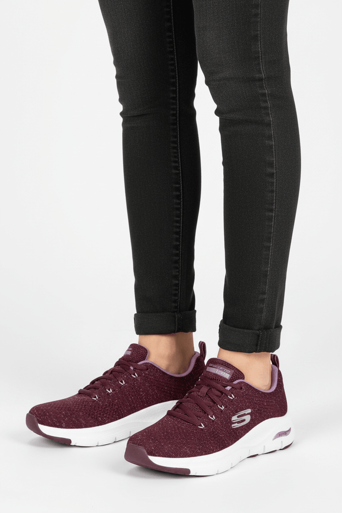 SKECHERS Womens Arch Fit - Glee For All Plum Lace-Up Trainers 149713/PLUM SKW47 - Runner