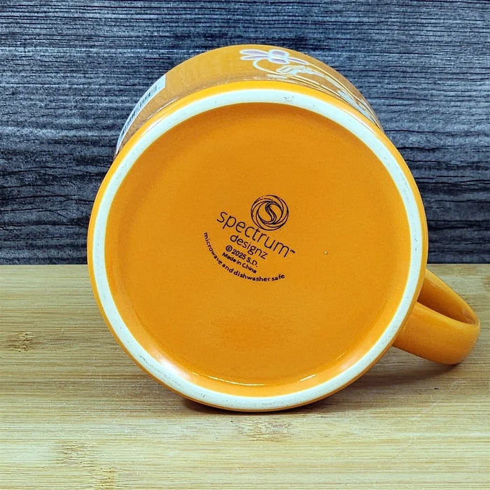Skeleton Hands Heart Coffee Mug Halloween Orange Ceramic Cup by Blue Sky 18oz