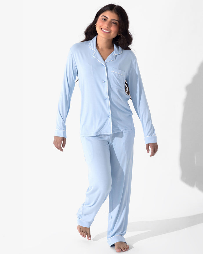 Sky Blue Bamboo Women's Pajama Set