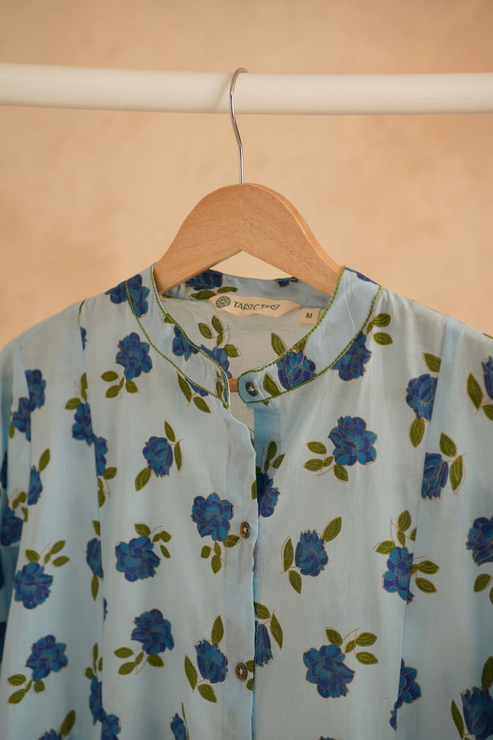 Sky Blue Floral Printed Kurta - Tara - C - Tara