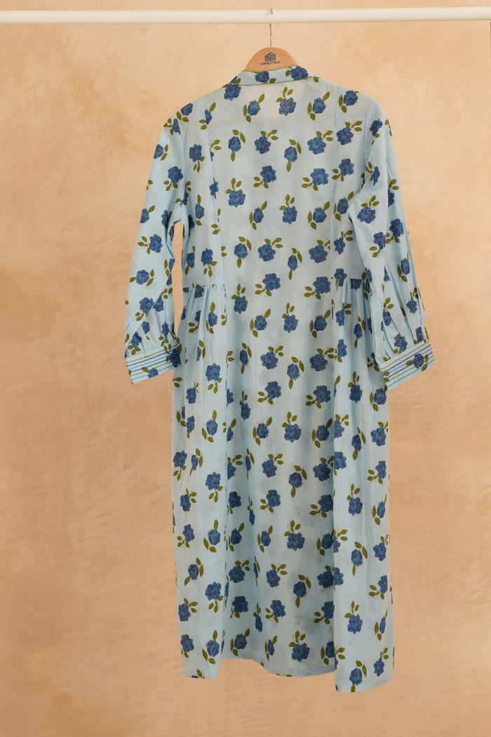 Sky Blue Floral Printed Kurta - Tara - C - Tara