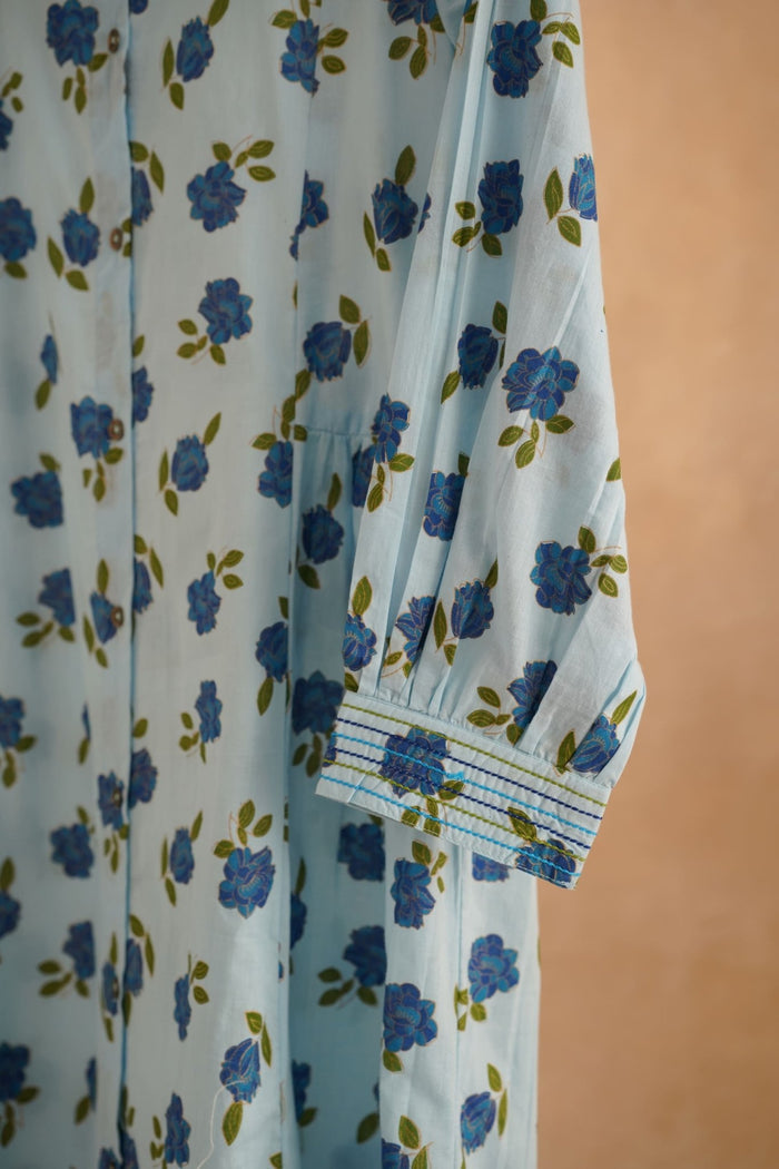 Sky Blue Floral Printed Kurta - Tara - C - Tara