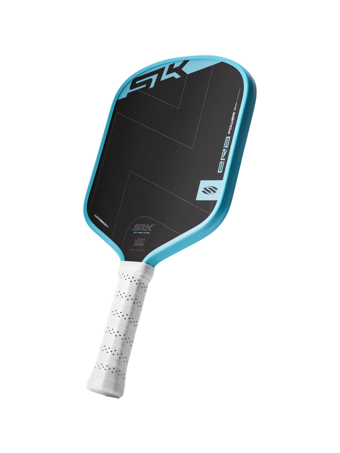 Selkirk SLK ERA Power pickleball paddle in black and blue/cyan.
