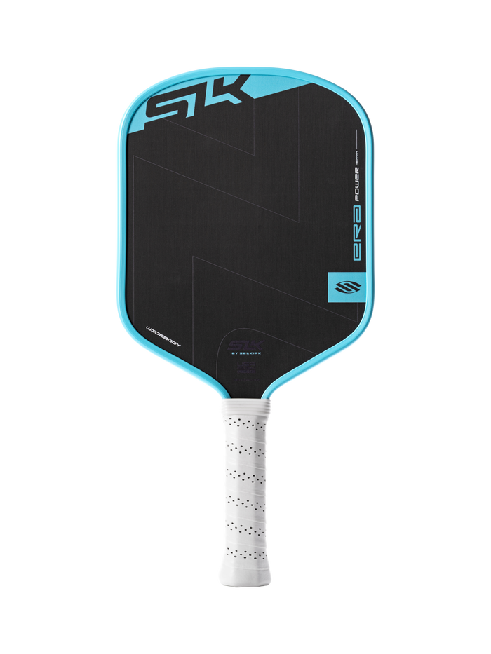 Selkirk SLK ERA Power pickleball paddle in black and blue/cyan.