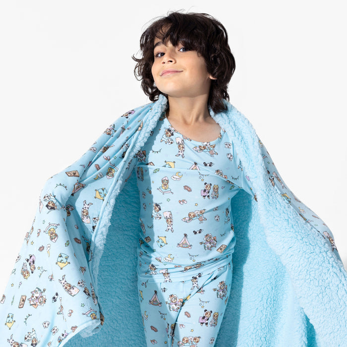 Sloth Pajama Party Bamboo Sherpa Blanket