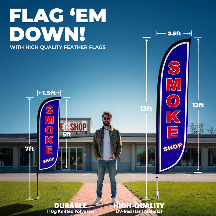Smoke Shop Feather Flag Blue